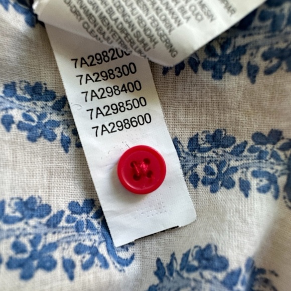 LUCKY BRAND | EMBROIDERED COTTON TOP LIKE NEW BUTTON UP BACK RED BLUE | LARGE - Picture 9 of 12